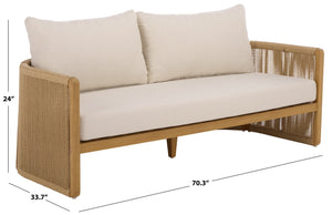 Gale Teak And Hyacinth Patio Sofa With Deep Cushions, Weather‑Resistant Frame For Outdoor Lounging