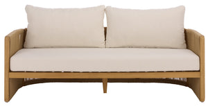 Gale Teak And Hyacinth Patio Sofa With Deep Cushions, Weather‑Resistant Frame For Outdoor Lounging