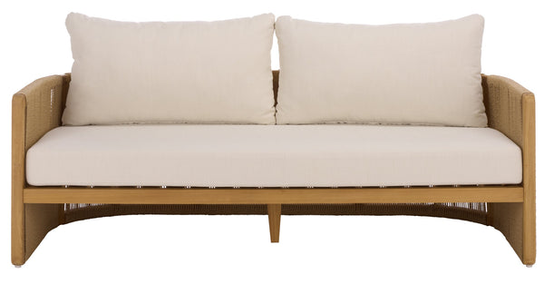 Gale Teak And Hyacinth Patio Sofa With Deep Cushions, Weather‑Resistant Frame For Outdoor Lounging