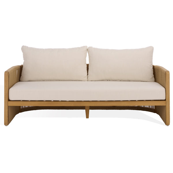 Gale Teak And Hyacinth Patio Sofa With Deep Cushions, Weather‑Resistant Frame For Outdoor Lounging