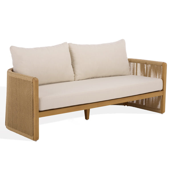 Gale Teak And Hyacinth Patio Sofa With Deep Cushions, Weather‑Resistant Frame For Outdoor Lounging