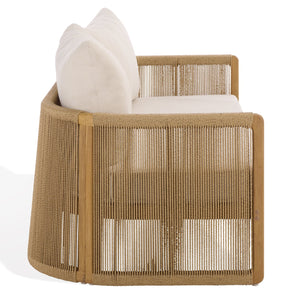 Gale Teak And Hyacinth Patio Sofa With Deep Cushions, Weather‑Resistant Frame For Outdoor Lounging
