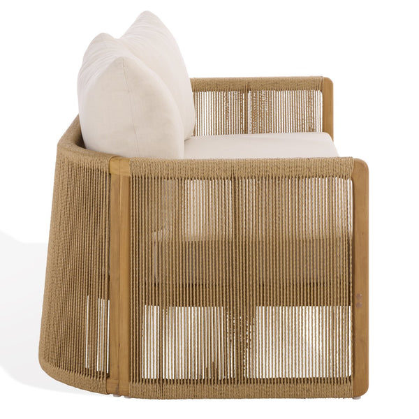 Gale Teak And Hyacinth Patio Sofa With Deep Cushions, Weather‑Resistant Frame For Outdoor Lounging