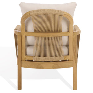 Rogers Teak & Hyacinth Patio Chair With Ergonomic Curved Back, Breathable Woven Seating, Durable Finish