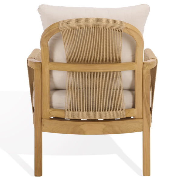 Rogers Teak & Hyacinth Patio Chair With Ergonomic Curved Back, Breathable Woven Seating, Durable Finish
