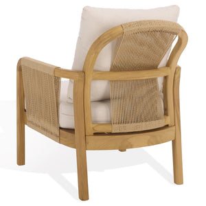 Rogers Teak & Hyacinth Patio Chair With Ergonomic Curved Back, Breathable Woven Seating, Durable Finish