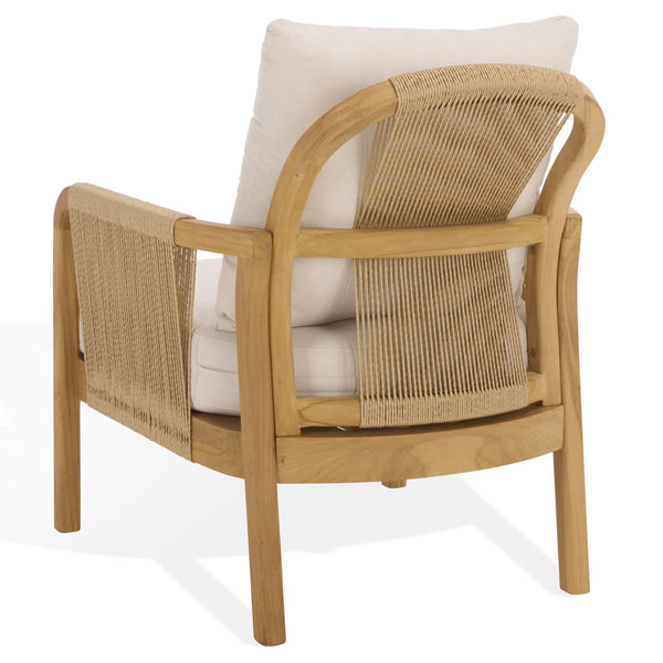 Rogers Teak & Hyacinth Patio Chair With Ergonomic Curved Back, Breathable Woven Seating, Durable Finish