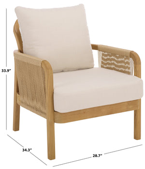 Rogers Teak & Hyacinth Patio Chair With Ergonomic Curved Back, Breathable Woven Seating, Durable Finish