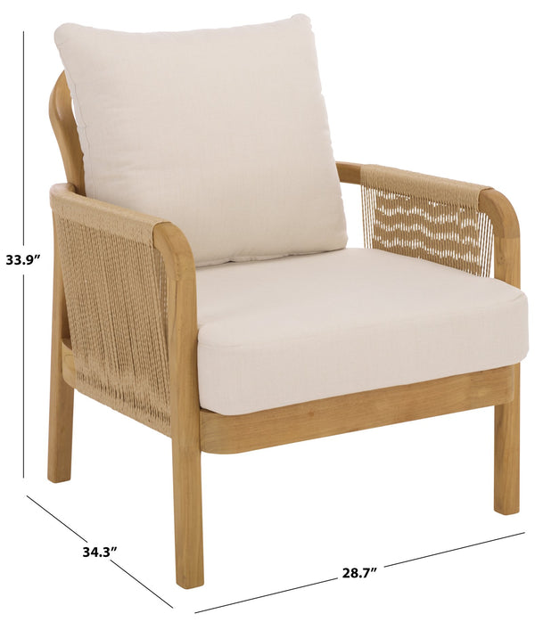 Rogers Teak & Hyacinth Patio Chair With Ergonomic Curved Back, Breathable Woven Seating, Durable Finish