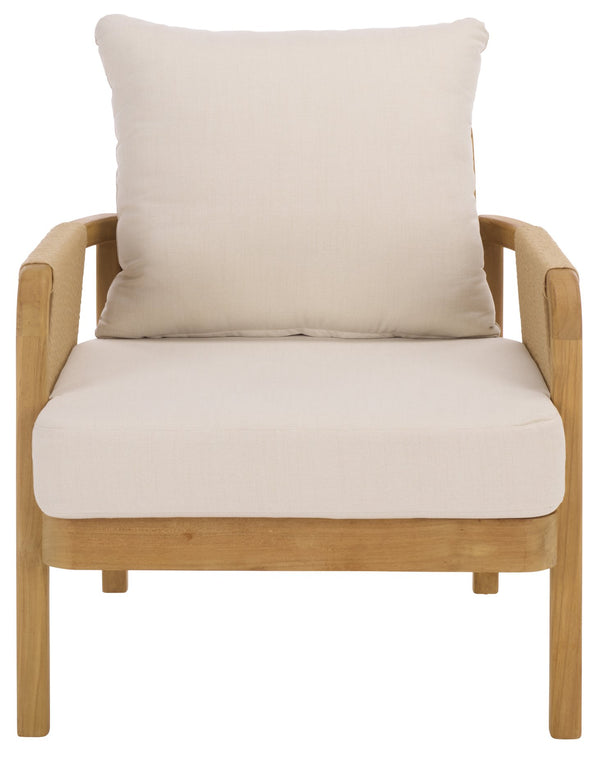 Rogers Teak & Hyacinth Patio Chair With Ergonomic Curved Back, Breathable Woven Seating, Durable Finish