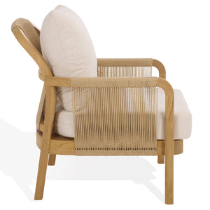Rogers Teak & Hyacinth Patio Chair With Ergonomic Curved Back, Breathable Woven Seating, Durable Finish