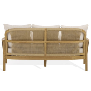Rogers Teak & Hyacinth Patio Sofa With Deep Cushions, Weather-Resistant Frame, Timeless Outdoor Style