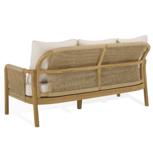 Rogers Teak & Hyacinth Patio Sofa With Deep Cushions, Weather-Resistant Frame, Timeless Outdoor Style