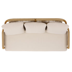 Rogers Teak & Hyacinth Patio Sofa With Deep Cushions, Weather-Resistant Frame, Timeless Outdoor Style