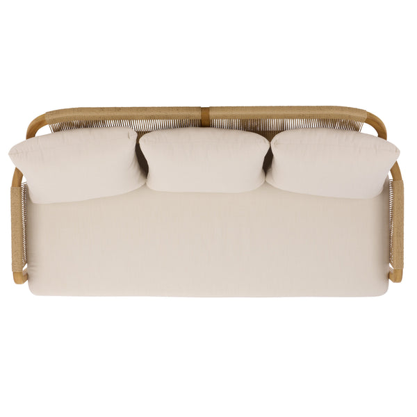 Rogers Teak & Hyacinth Patio Sofa With Deep Cushions, Weather-Resistant Frame, Timeless Outdoor Style
