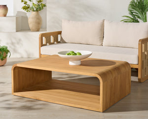 Cove Teak Outdoor Coffee Table - Low-Profile 47.2" X 31.5" Durable Solid Teak For Patio Living Spaces