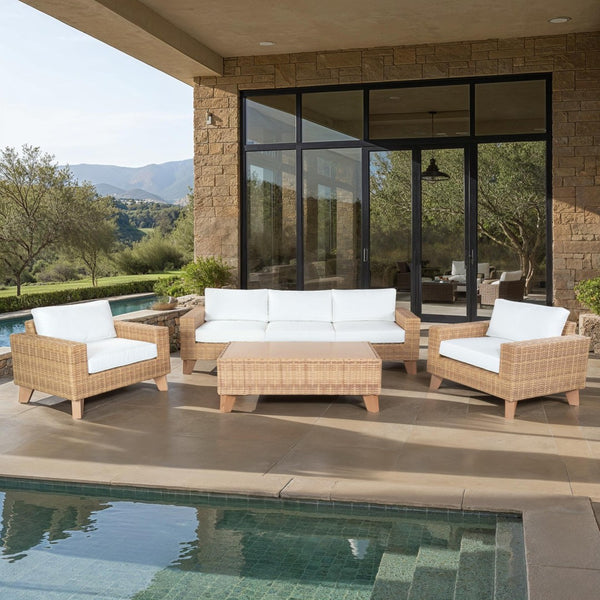Safavieh MARGARITA Outdoor Coffee Table – Stylish All-Weather Wicker Design for Modern Patios & Sunrooms Natural CPT2100A