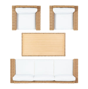 Safavieh MARGARITA Wicker Patio Chair - Stylish Outdoor Seating with Plush Comfort and All-Weather Durability Natural / White CPT2101A