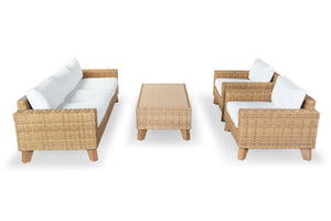 Safavieh MARGARITA Wicker Patio Chair - Stylish Outdoor Seating with Plush Comfort and All-Weather Durability Natural / White CPT2101A