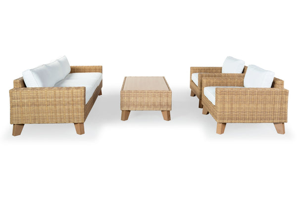 Safavieh MARGARITA Wicker Patio Chair - Stylish Outdoor Seating with Plush Comfort and All-Weather Durability Natural / White CPT2101A