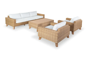 Safavieh MARGARITA Outdoor Coffee Table – Stylish All-Weather Wicker Design for Modern Patios & Sunrooms Natural CPT2100A