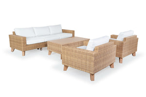 Safavieh MARGARITA Wicker Patio Chair - Stylish Outdoor Seating with Plush Comfort and All-Weather Durability Natural / White CPT2101A