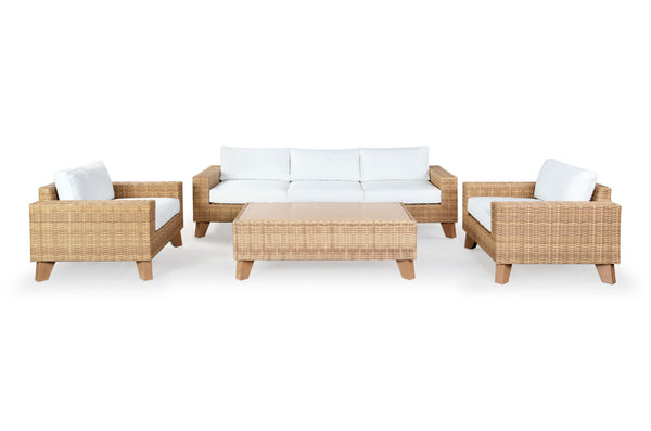 Safavieh MARGARITA Wicker Patio Chair - Stylish Outdoor Seating with Plush Comfort and All-Weather Durability Natural / White CPT2101A