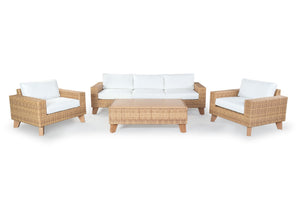 Safavieh MARGARITA Wicker Patio Chair - Stylish Outdoor Seating with Plush Comfort and All-Weather Durability Natural / White CPT2101A