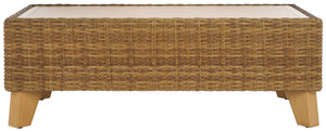 Safavieh MARGARITA Outdoor Coffee Table – Stylish All-Weather Wicker Design for Modern Patios & Sunrooms Natural CPT2100A