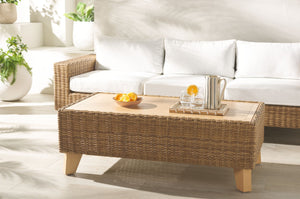 Safavieh MARGARITA Outdoor Coffee Table – Stylish All-Weather Wicker Design for Modern Patios & Sunrooms Natural CPT2100A