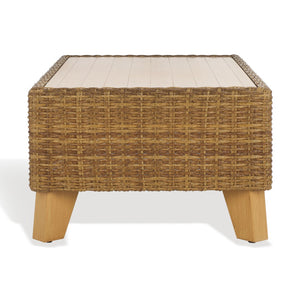 Safavieh MARGARITA Outdoor Coffee Table – Stylish All-Weather Wicker Design for Modern Patios & Sunrooms Natural CPT2100A