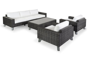 Safavieh MARGARITA Wicker Patio Chair - Stylish Outdoor Seating with Plush Comfort and All-Weather Durability Dark Grey / White CPT2101B