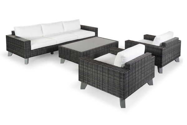 Safavieh MARGARITA Wicker Patio Chair - Stylish Outdoor Seating with Plush Comfort and All-Weather Durability Dark Grey / White CPT2101B