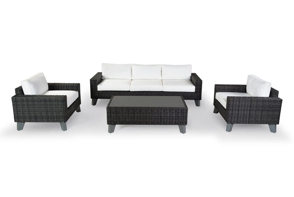 Safavieh MARGARITA Outdoor Coffee Table – Stylish All-Weather Wicker Design for Modern Patios & Sunrooms Dark Grey CPT2100B