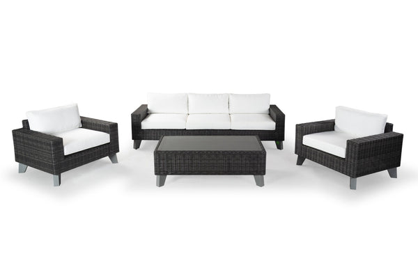 Safavieh MARGARITA Outdoor Coffee Table – Stylish All-Weather Wicker Design for Modern Patios & Sunrooms Dark Grey CPT2100B