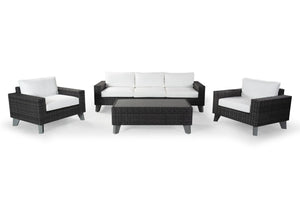 Safavieh MARGARITA Wicker Patio Chair - Stylish Outdoor Seating with Plush Comfort and All-Weather Durability Dark Grey / White CPT2101B