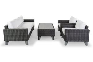 Safavieh MARGARITA Wicker Patio Chair - Stylish Outdoor Seating with Plush Comfort and All-Weather Durability Dark Grey / White CPT2101B