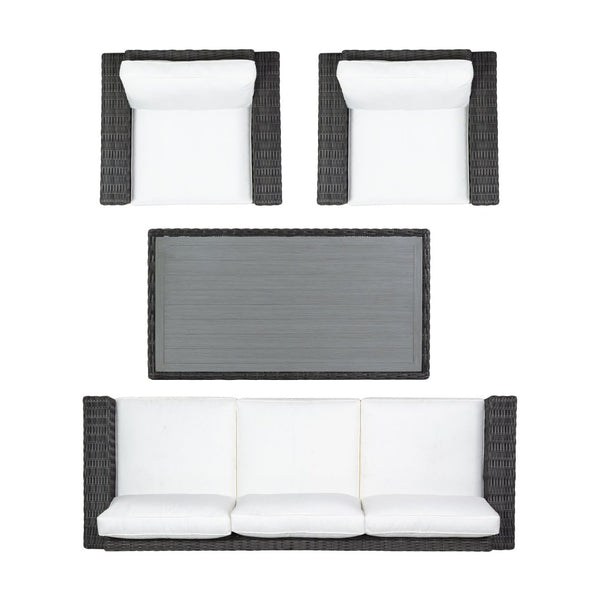 Safavieh MARGARITA Outdoor Coffee Table – Stylish All-Weather Wicker Design for Modern Patios & Sunrooms Dark Grey CPT2100B