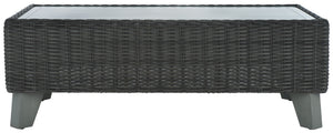 Safavieh MARGARITA Outdoor Coffee Table – Stylish All-Weather Wicker Design for Modern Patios & Sunrooms Dark Grey CPT2100B