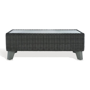 Safavieh MARGARITA Outdoor Coffee Table – Stylish All-Weather Wicker Design for Modern Patios & Sunrooms Dark Grey CPT2100B