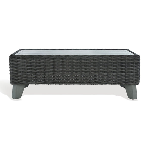 Safavieh MARGARITA Outdoor Coffee Table – Stylish All-Weather Wicker Design for Modern Patios & Sunrooms Dark Grey CPT2100B