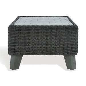 Safavieh MARGARITA Outdoor Coffee Table – Stylish All-Weather Wicker Design for Modern Patios & Sunrooms Dark Grey CPT2100B
