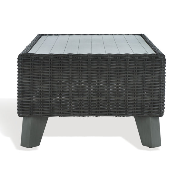Safavieh MARGARITA Outdoor Coffee Table – Stylish All-Weather Wicker Design for Modern Patios & Sunrooms Dark Grey CPT2100B