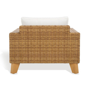 Safavieh MARGARITA Wicker Patio Chair - Stylish Outdoor Seating with Plush Comfort and All-Weather Durability Natural / White CPT2101A