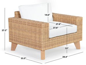 Safavieh Margarita Wicker Patio Chair Natural / White CPT2101A
