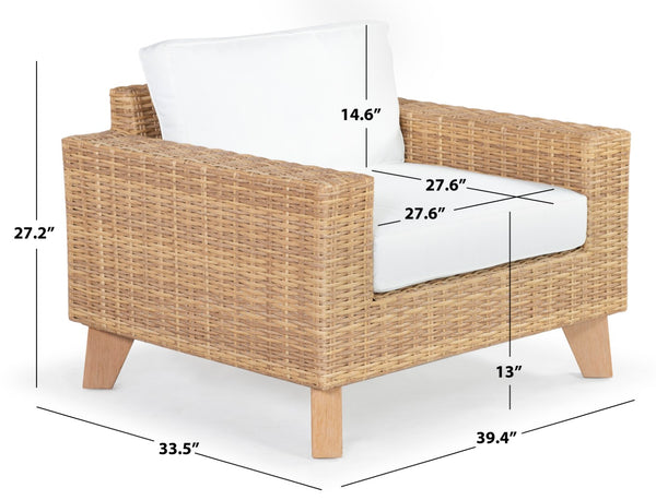 Safavieh Margarita Wicker Patio Chair Natural / White CPT2101A