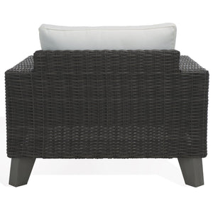 Safavieh MARGARITA Wicker Patio Chair - Stylish Outdoor Seating with Plush Comfort and All-Weather Durability Dark Grey / White CPT2101B