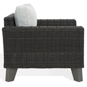 Safavieh MARGARITA Wicker Patio Chair - Stylish Outdoor Seating with Plush Comfort and All-Weather Durability Dark Grey / White CPT2101B