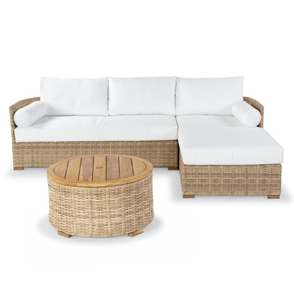 Safavieh ANGUILLA Wicker Storage Outdoor Coffee Table - Stylish, Durable Design for Your Patio and Terrace Natural CPT2103A
