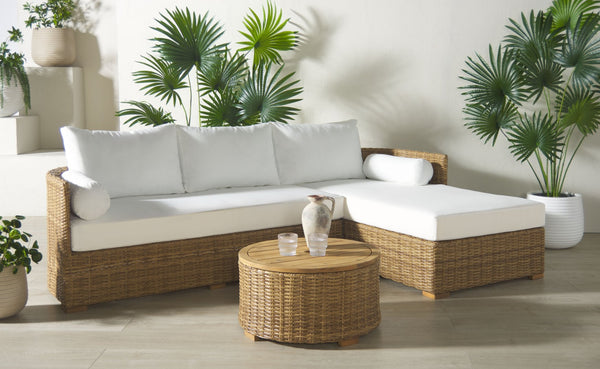 Safavieh ANGUILLA Wicker Storage Outdoor Coffee Table - Stylish, Durable Design for Your Patio and Terrace Natural CPT2103A